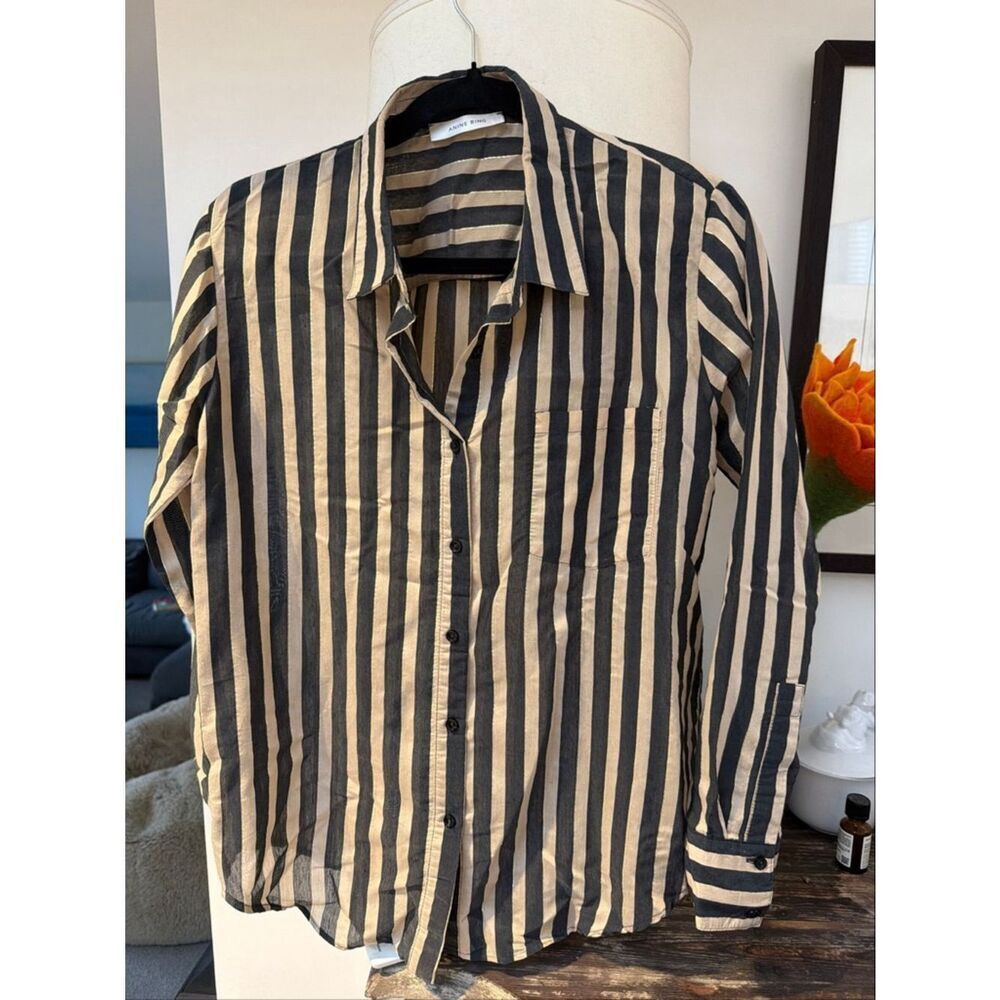 Anine Bing Metallic Stripe Button Down XS